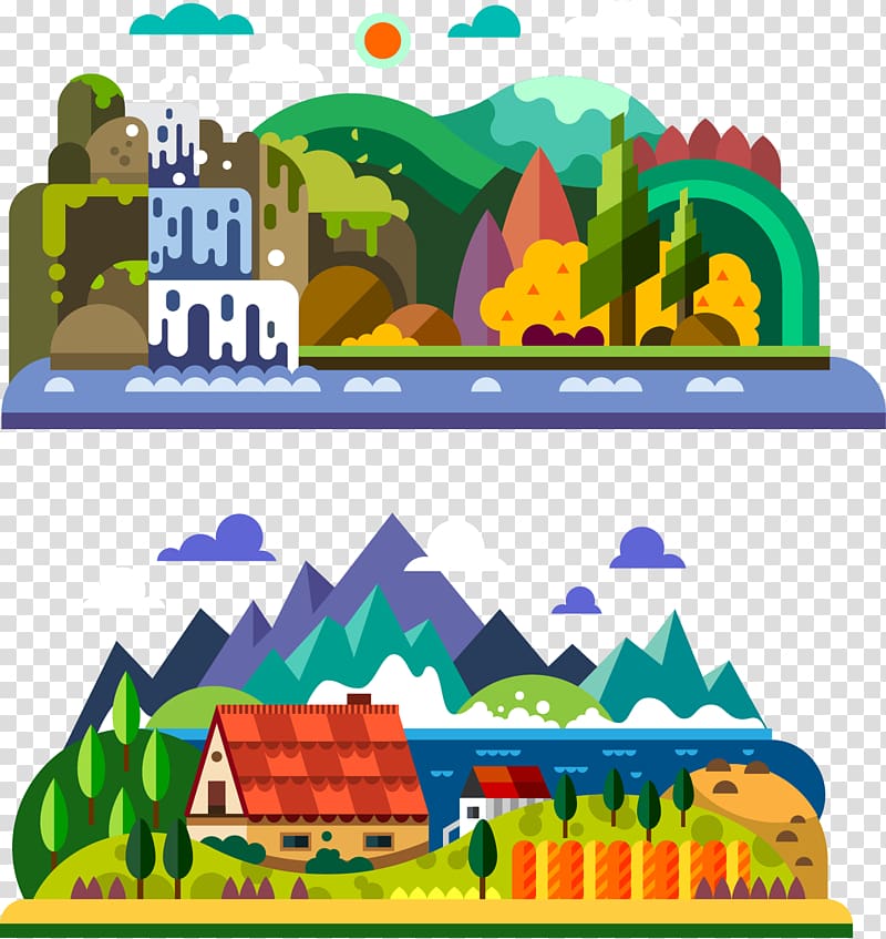 Landscape Village illustration Illustration, Creative Travel transparent background PNG clipart