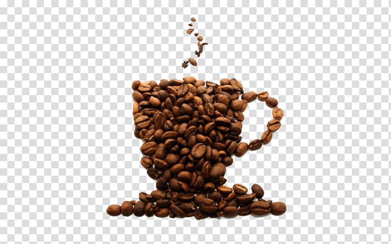 Beans put into a coffee cup transparent background PNG clipart