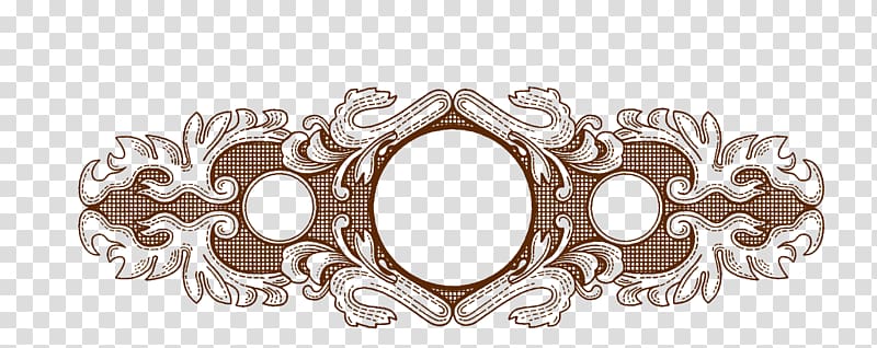 brown and white border template, European vintage lace transparent background PNG clipart