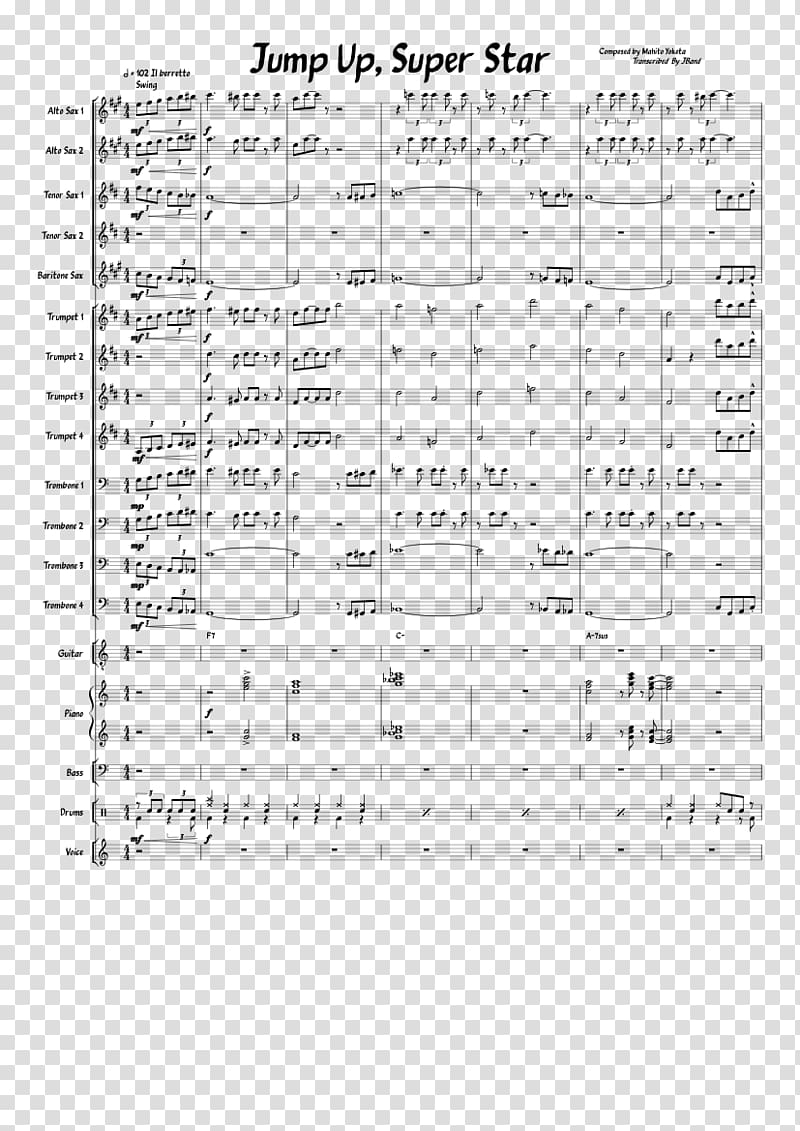 Sheet Music Super Mario Odyssey Alto saxophone, sheet music transparent background PNG clipart