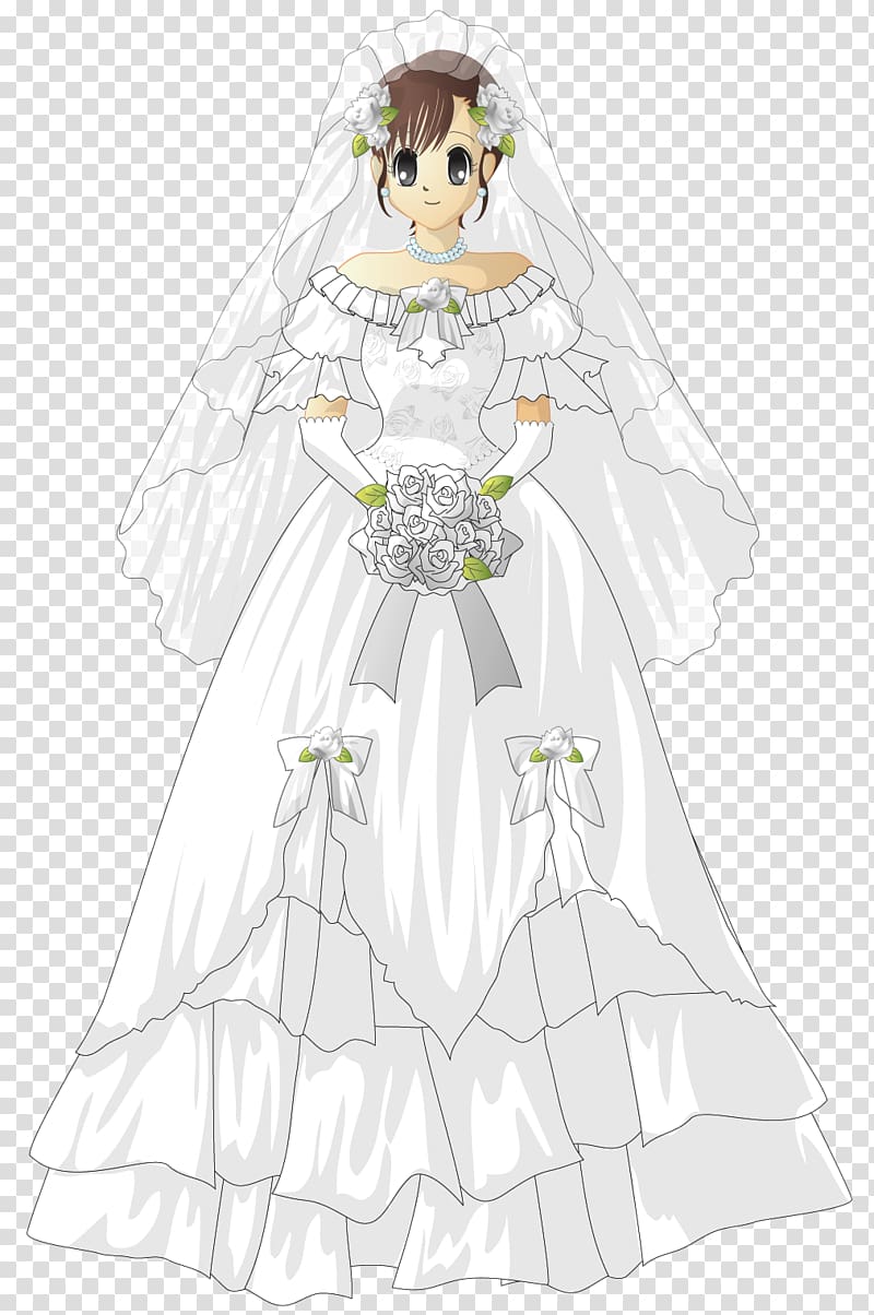 Wedding dress Bride White, wedding background material transparent background PNG clipart