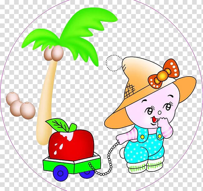 Cartoon , Apple pulled the child transparent background PNG clipart