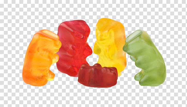 five gummy bears , Gummy bear Chewing gum Gummi candy Jelly Babies, Multicolor cartoon gum transparent background PNG clipart