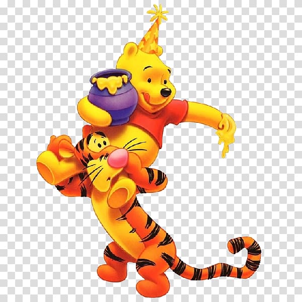Tigger carrying Winnie the Pooh, Winnie-the-Pooh Piglet Happy Birthday Pooh! Disney\'s Happy birthday, Pooh!, pooh bear transparent background PNG clipart