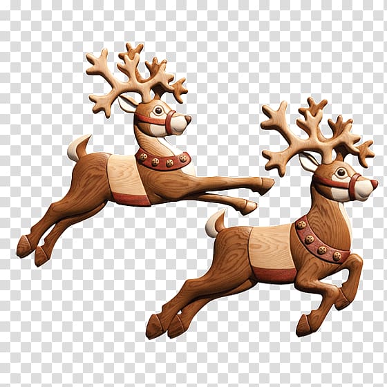 Reindeer Intarsia Santa Claus Wood carving, Reindeer transparent background PNG clipart