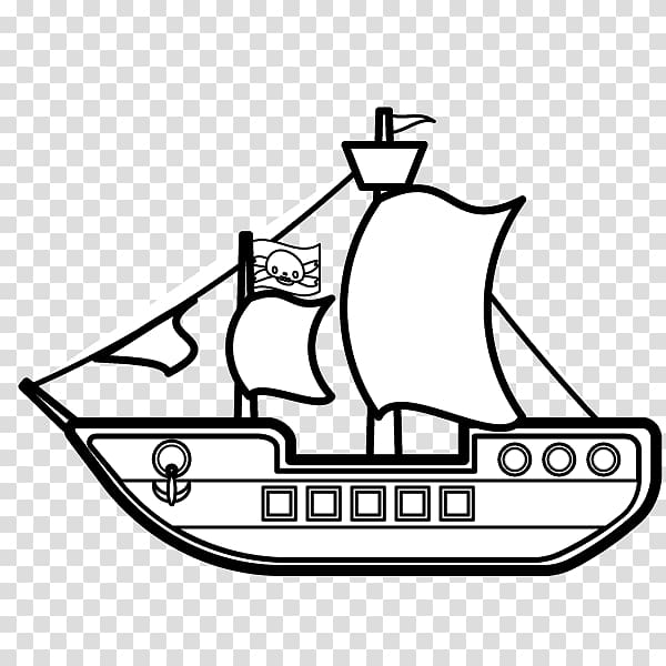 Black and white Watercraft Piracy , pirate ship transparent background PNG clipart