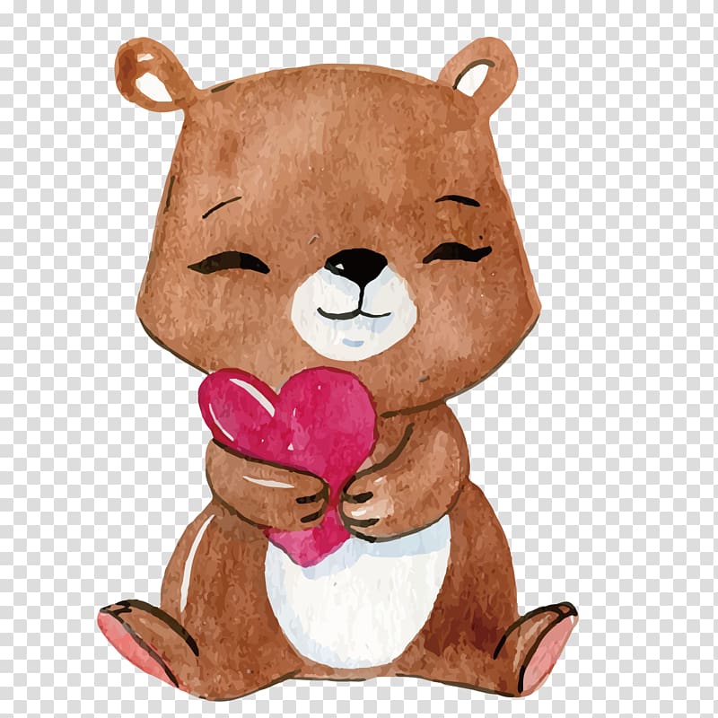 brown bear painting, hand-painted bear transparent background PNG clipart