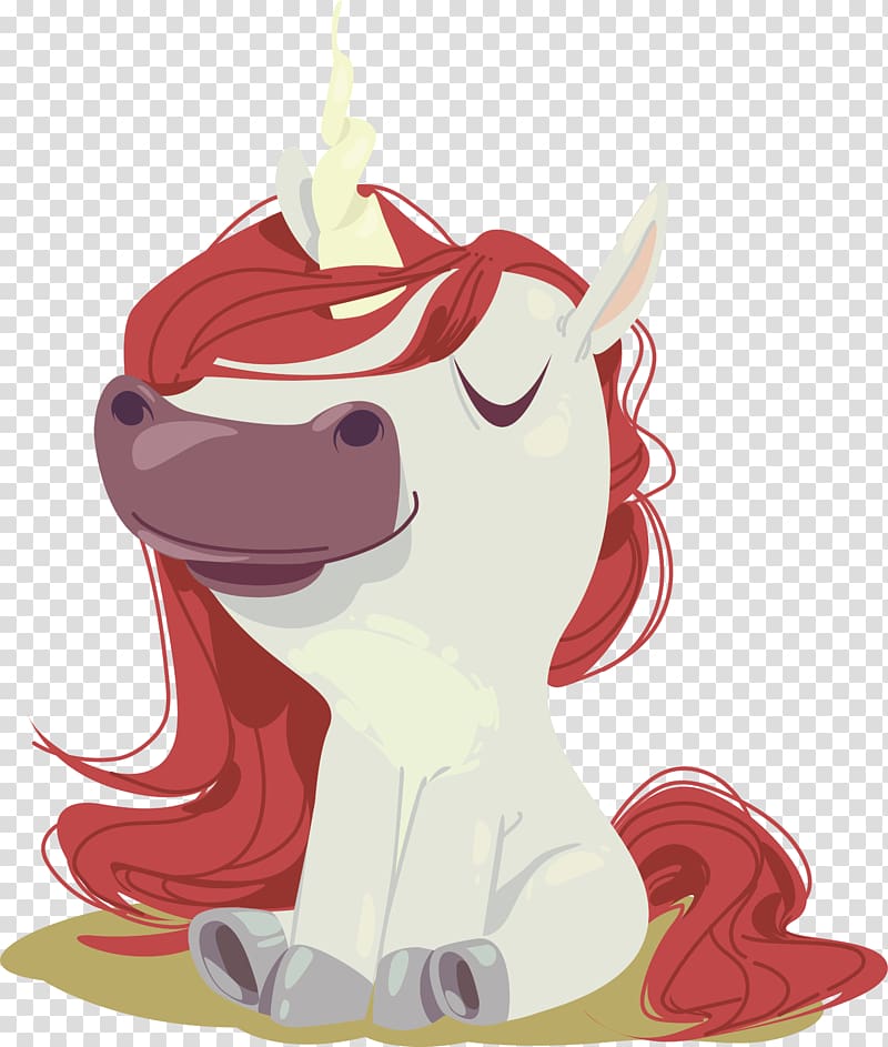 Horse Unicorn, A cartoon Unicorn sitting on the ground transparent background PNG clipart