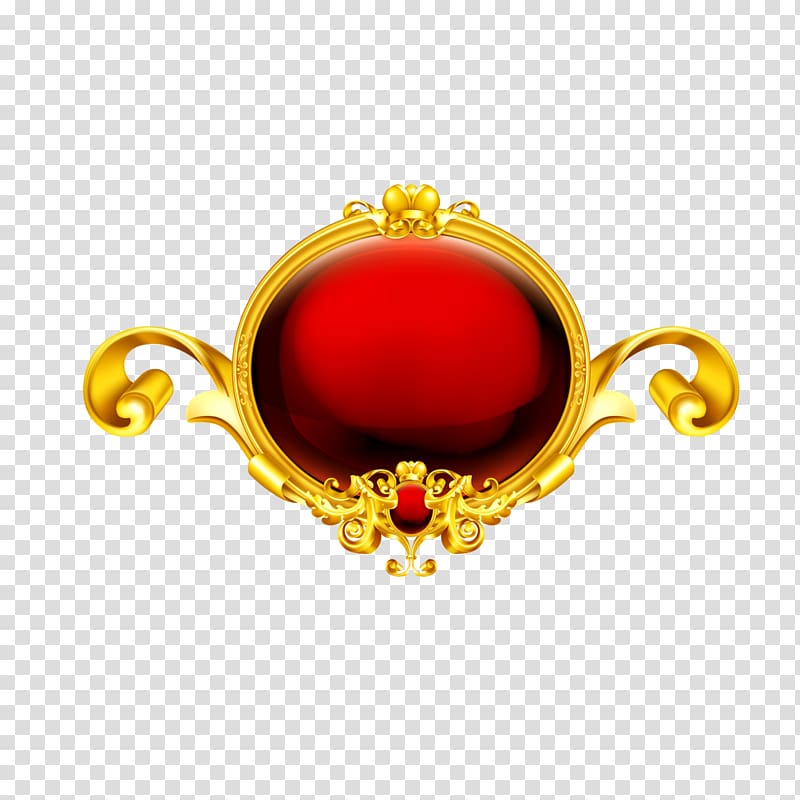 round gold frame , frame Ornament, Gold frame red shading transparent background PNG clipart