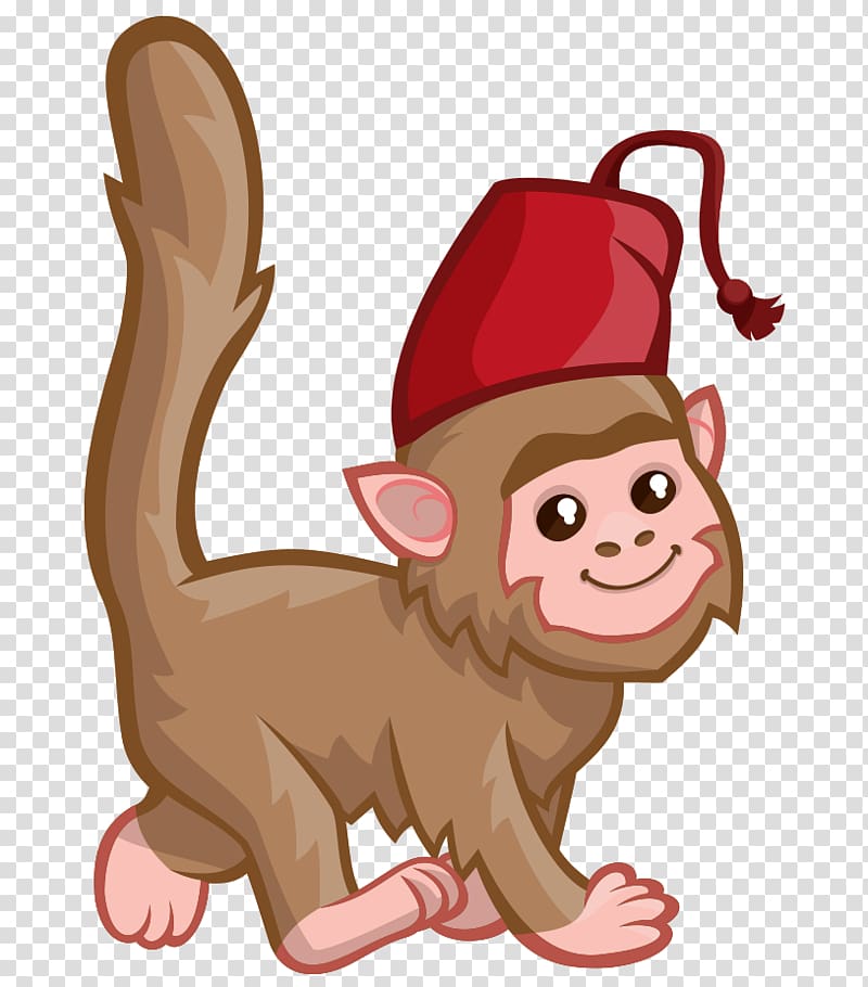 Monkey Drawing Hat , Hand-painted cartoon cute monkey wearing a hat transparent background PNG clipart