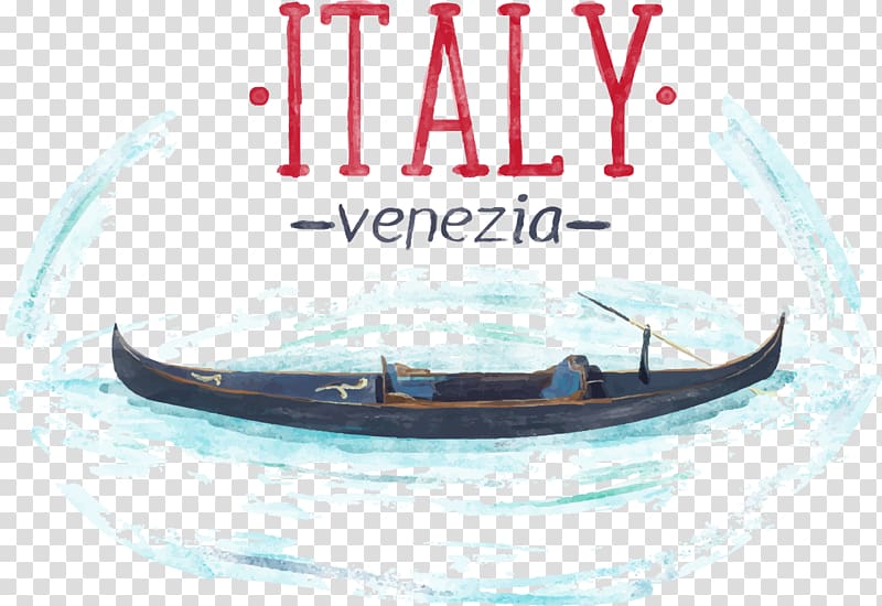Venice Boat Watercolor painting, boat on the lake transparent background PNG clipart