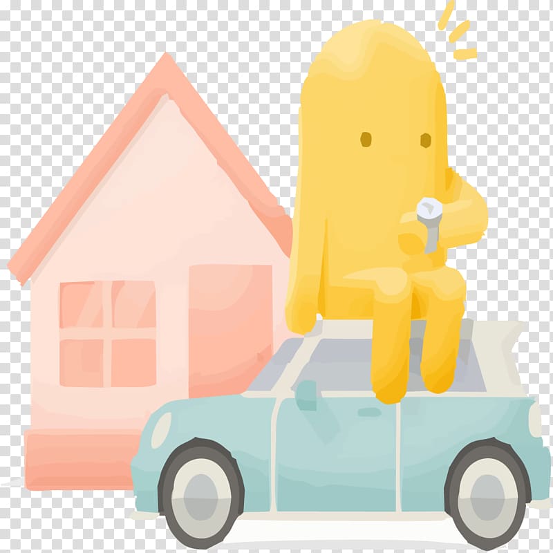 Hand-painted houses and cars transparent background PNG clipart