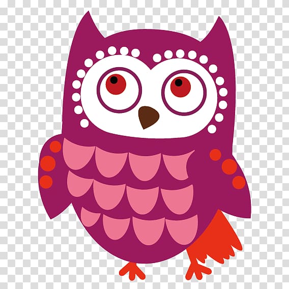 purple, white, and red owl art, Owl Cartoon , Purple owl small animals transparent background PNG clipart