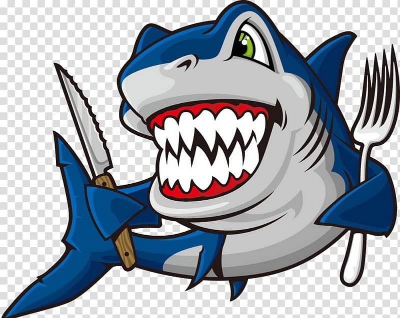 Blue shark Great white shark , Cartoon shark transparent background PNG clipart