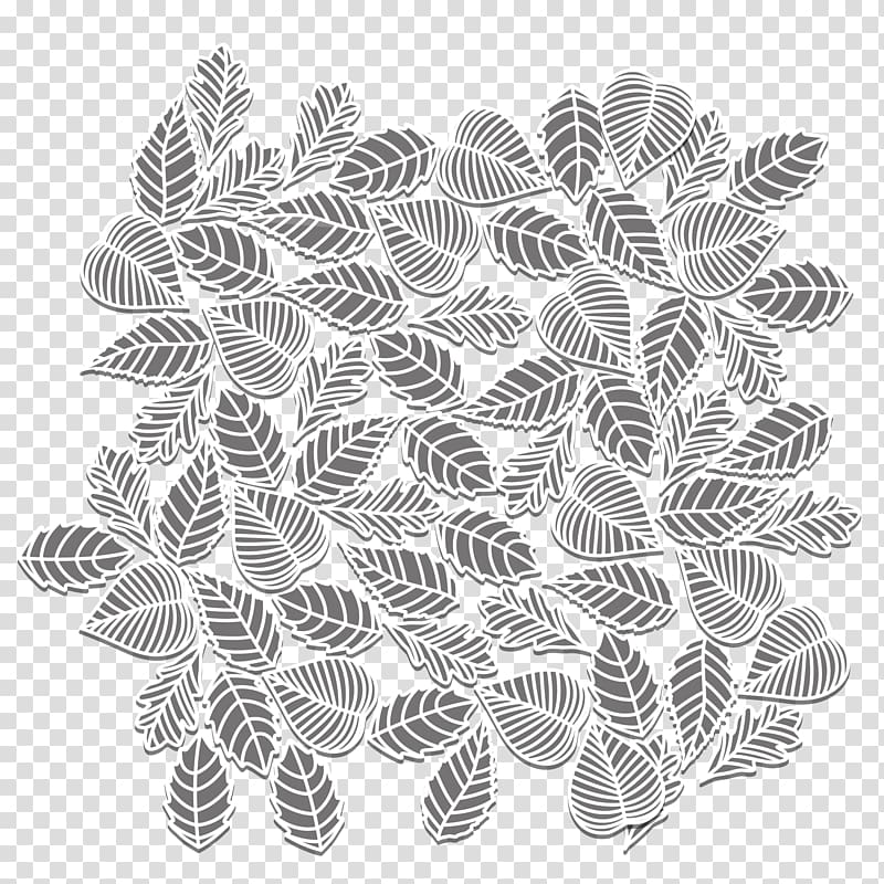 Symmetry White Black Pattern, Gray leaves material transparent background PNG clipart