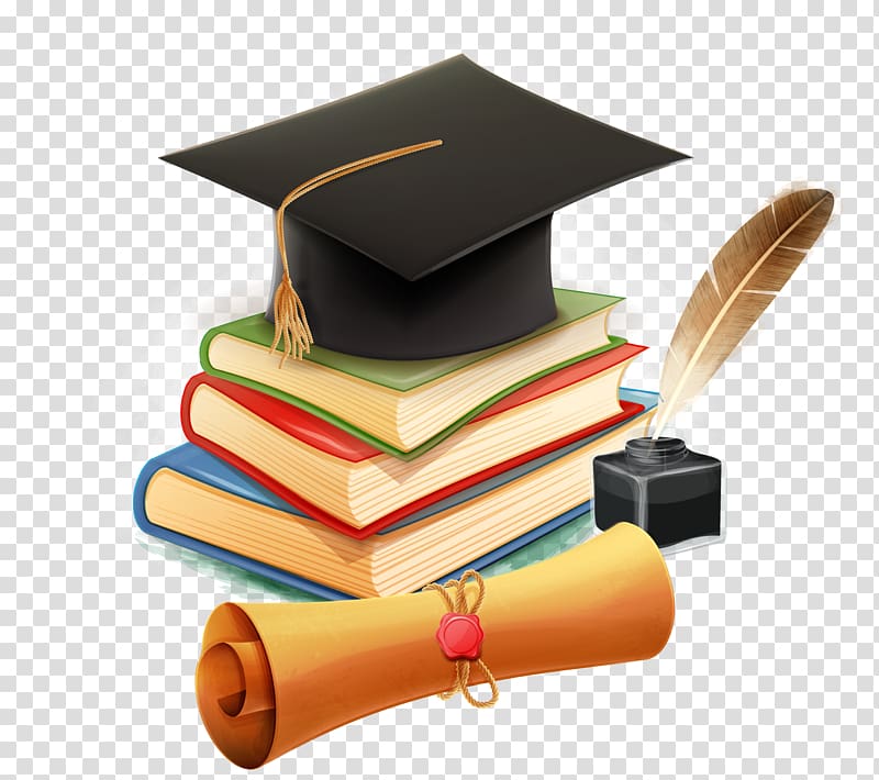 Learning Bachelor's degree, school supplies, black academic mortar transparent background PNG clipart