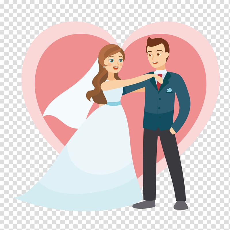 Wedding invitation Euclidean couple, Happy wedding with red heart transparent background PNG clipart