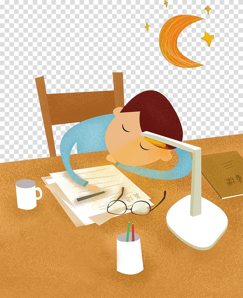 Cartoon Teacher Illustration, Sleeping boy transparent background PNG clipart