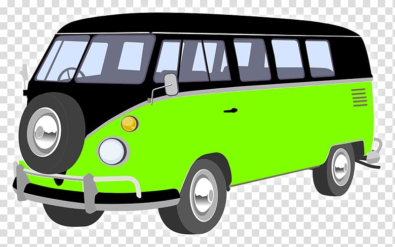 green and black van art, Green VW RV transparent background PNG clipart