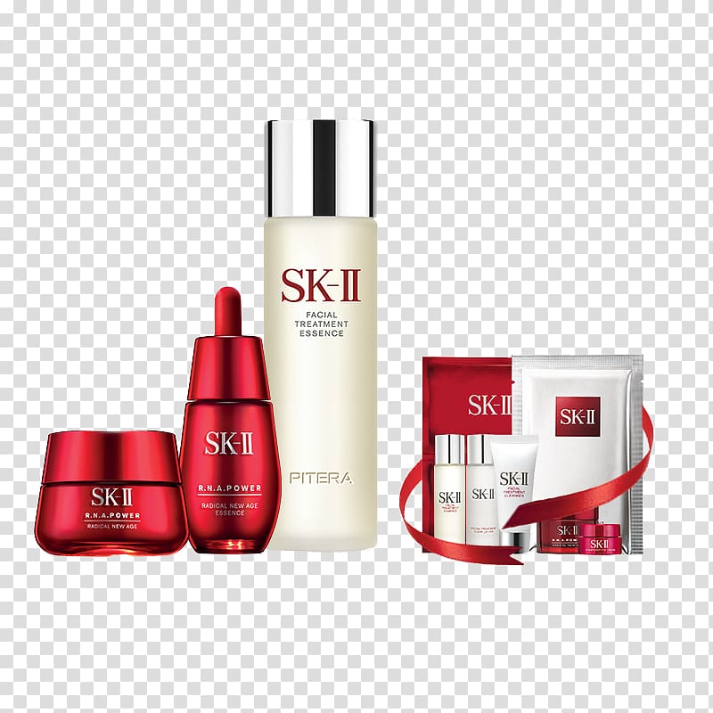 SK-II Cosmetics Gift Beauty Mother\'s Day, sk2 fairy red water bottle three sets transparent background PNG clipart
