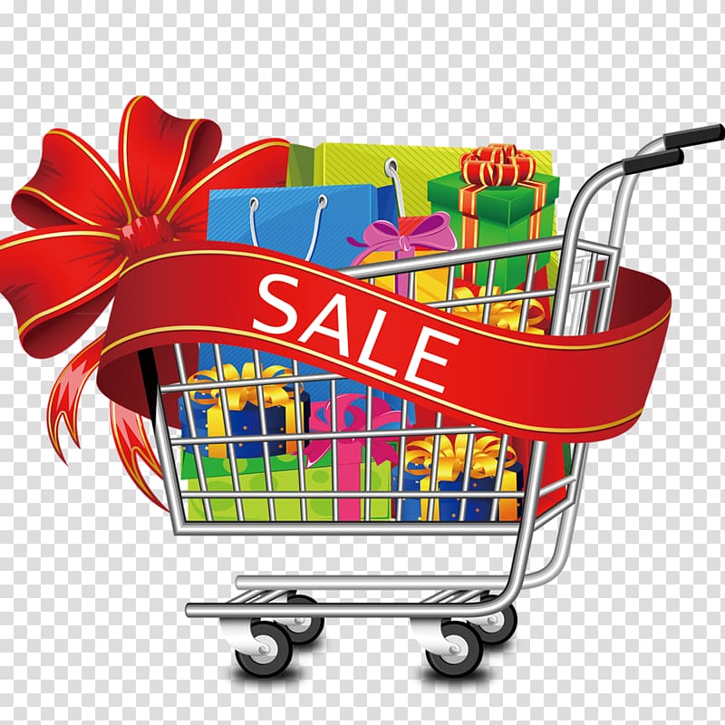 shopping cart with assorted gift boxes and Sale sign illustration, Shopping cart Online shopping, shopping cart transparent background PNG clipart