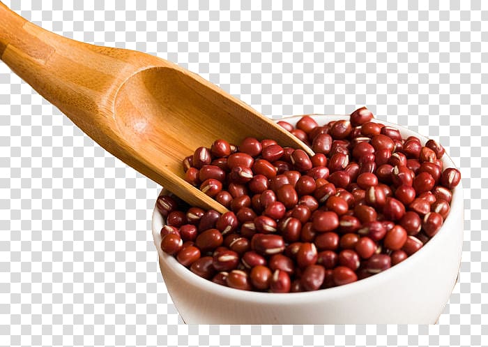 Adzuki bean Whole grain , Red beans with bamboo shovel transparent background PNG clipart
