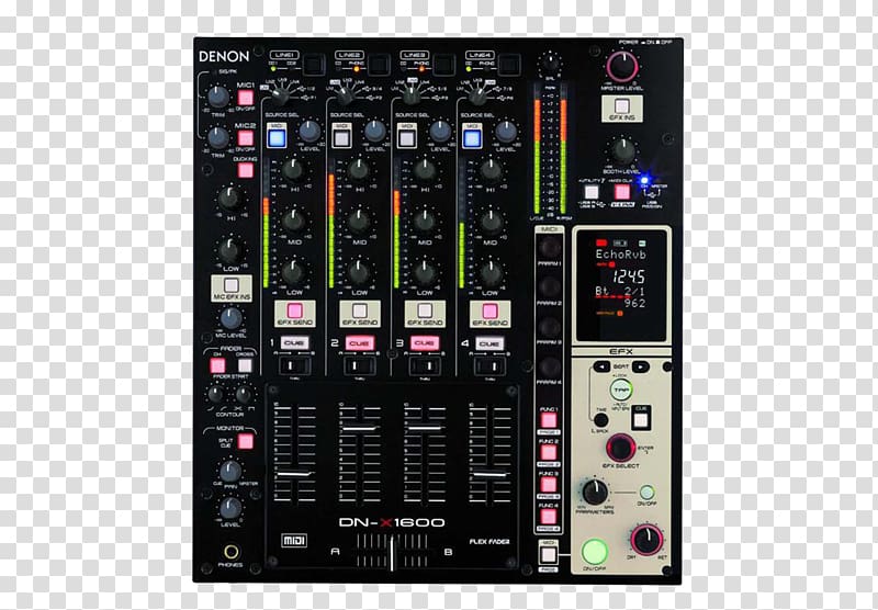 Disc jockey Denon DJ DN-X1600 Professional 4-Channel Matrix Mixer with USB Audio DJ mixer Audio Mixers, others transparent background PNG clipart