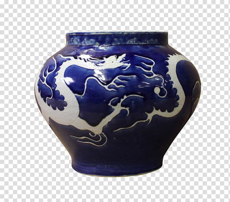 Blue and white pottery Vase Ceramic Cobalt blue, chinese porcelain transparent background PNG clipart