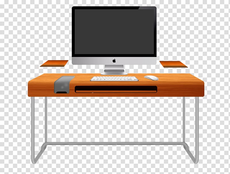 Computer desk Furniture Office chair, Orange Table transparent background PNG clipart