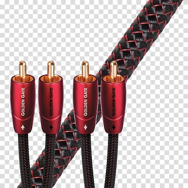 AudioQuest Electrical cable RCA connector Audio and video interfaces and connectors High fidelity, golden stereo transparent background PNG clipart
