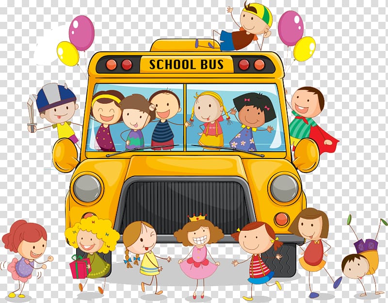 Van School bus, Cartoon school bus transparent background PNG clipart