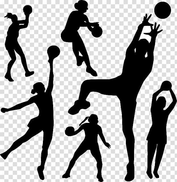 silhouette of ball players, Sport Netball , Sport Background transparent background PNG clipart