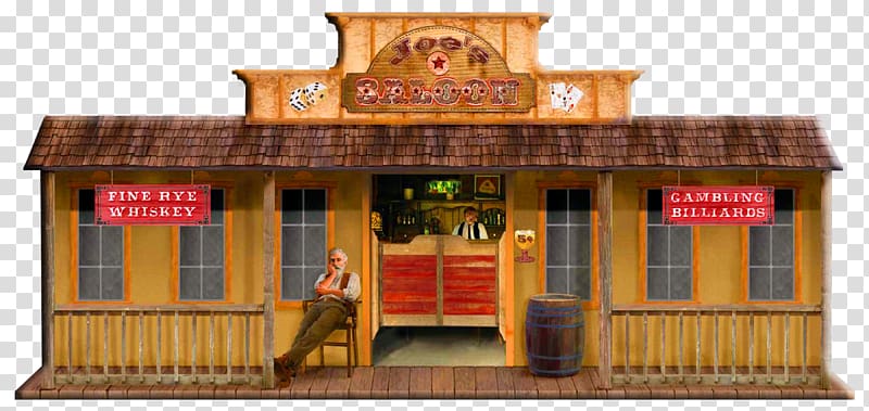 Joe's Saloon illustration, American frontier Western United States Building Cowboy, house transparent background PNG clipart