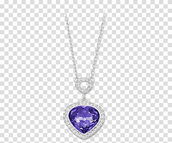 Locket Earring Swarovski AG Necklace Pendant, Swarovski jewelry women purple heart-shaped necklace transparent background PNG clipart