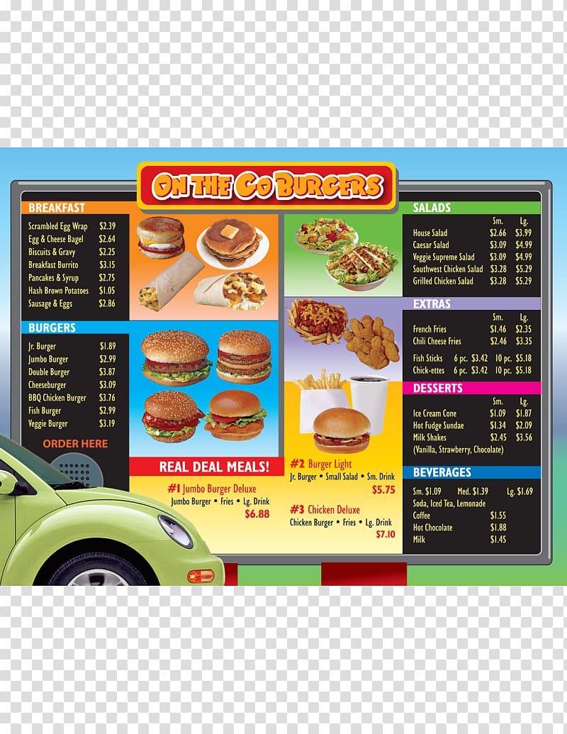 Fast food Menu Drive-through, Menu transparent background PNG clipart