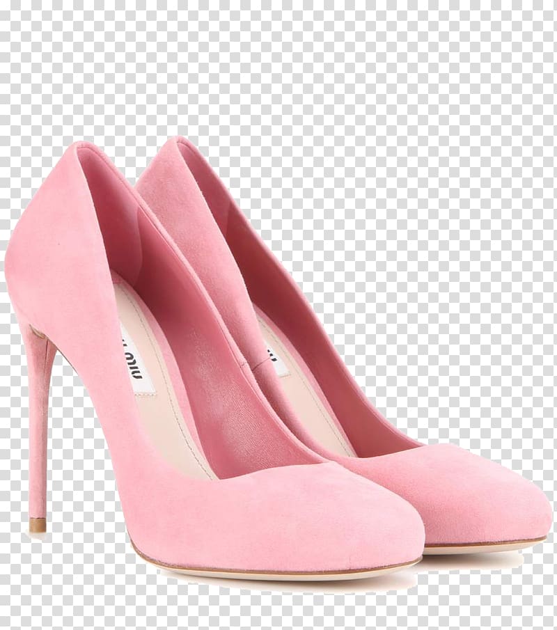pair of pink fabric almond toe pump sandals , Court shoe High-heeled footwear Pink Suede, Pink high heels transparent background PNG clipart