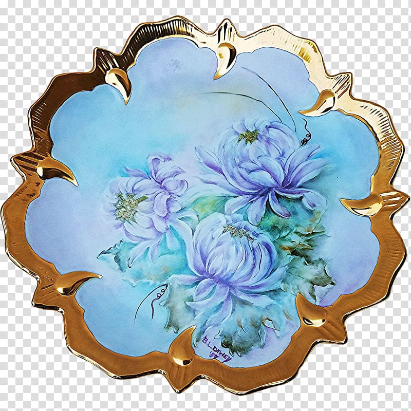 Tableware Flower Floral design Ceramic Cobalt blue, hand-painted floral material transparent background PNG clipart