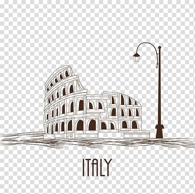 Colosseum Illustration, Hand painted Roman Colosseum transparent background PNG clipart