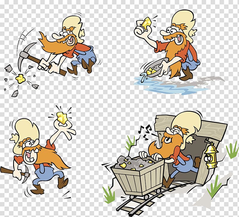 Gold mining Drawing Illustration, Gold miners miners illustrations transparent background PNG clipart