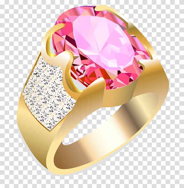 Illustration, Pink diamond ring transparent background PNG clipart