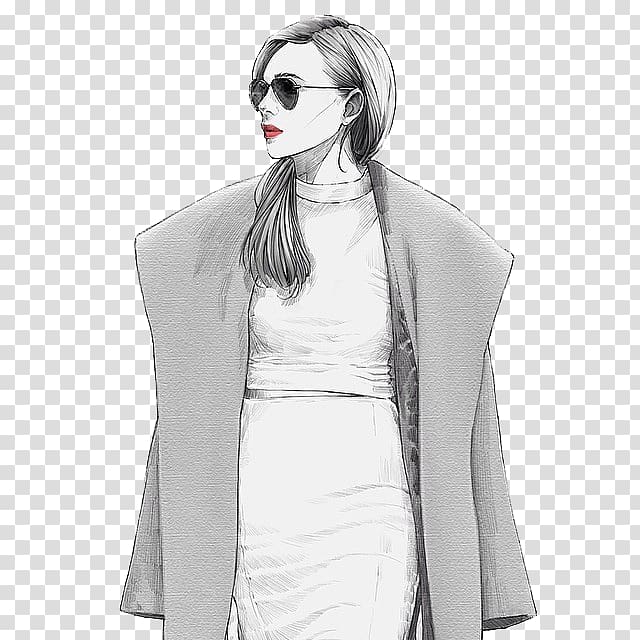 Fashion sketchbook Drawing Fashion illustration Illustration, Hand drawn fashion illustration woman transparent background PNG clipart
