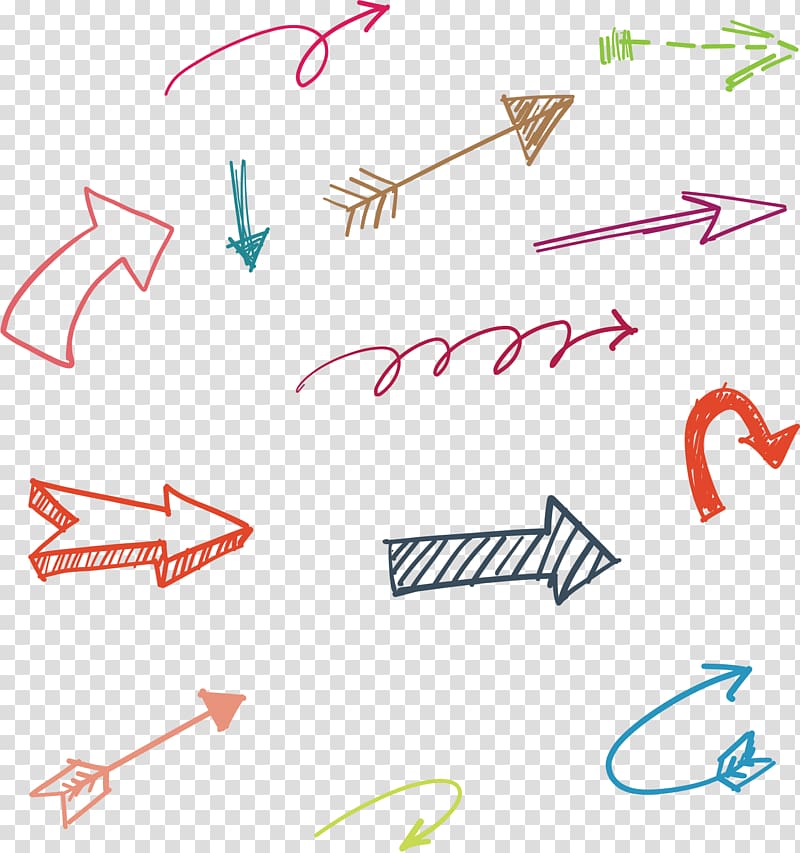 hand drawn arrow, assorted-arrow art transparent background PNG clipart