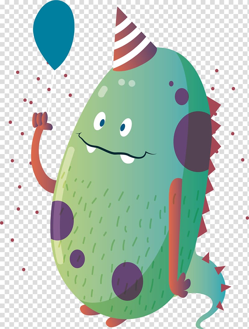 Adorable Monster Match , A lovely monster with a birthday hat transparent background PNG clipart