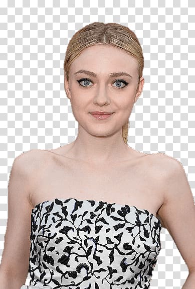 women's white and black floral tube top, Dakota Fanning transparent background PNG clipart