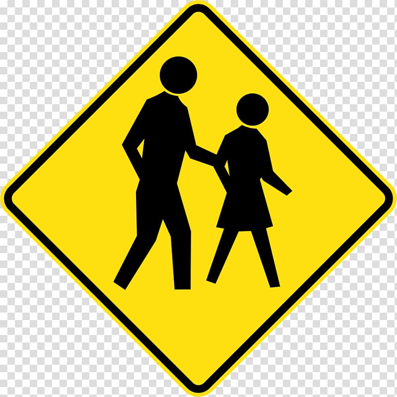 Warning sign Traffic sign Pedestrian crossing Road, pedestrian transparent background PNG clipart