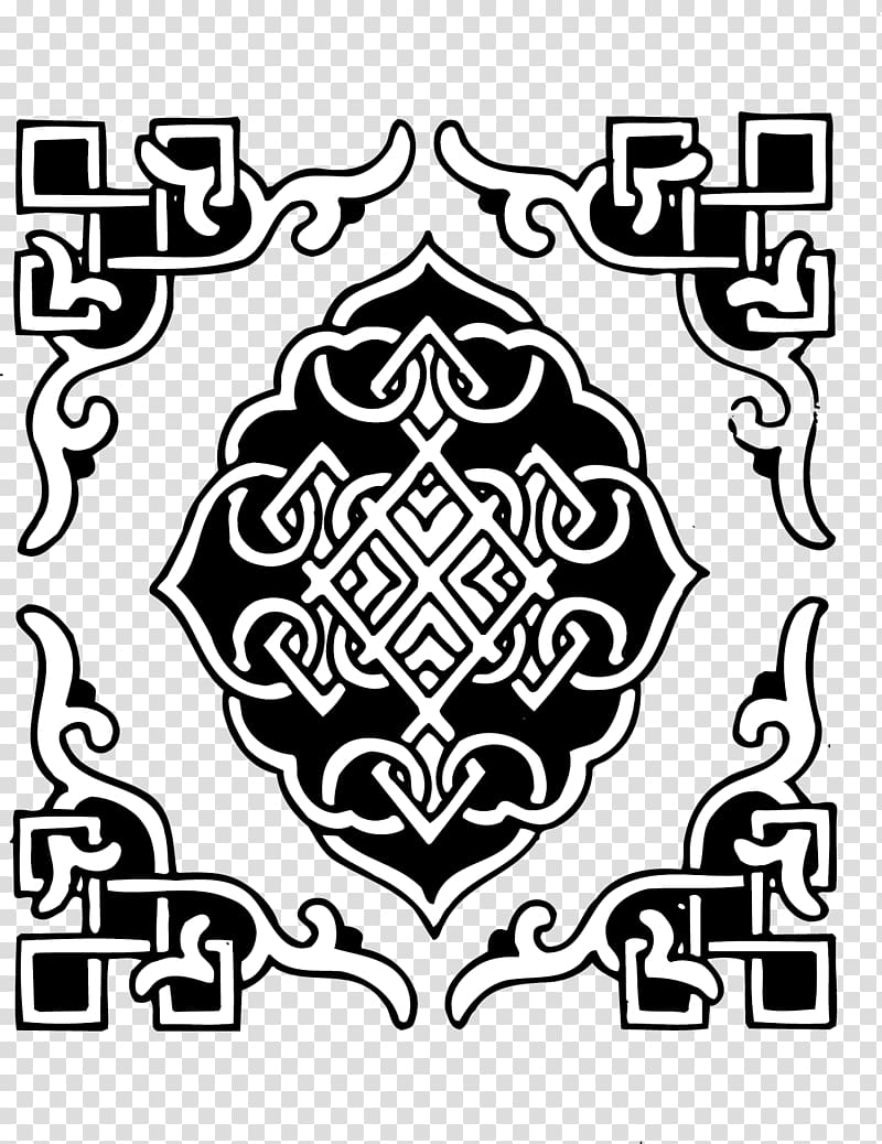 Mongolia Window , Classic black and white pattern decorative windows transparent background PNG clipart