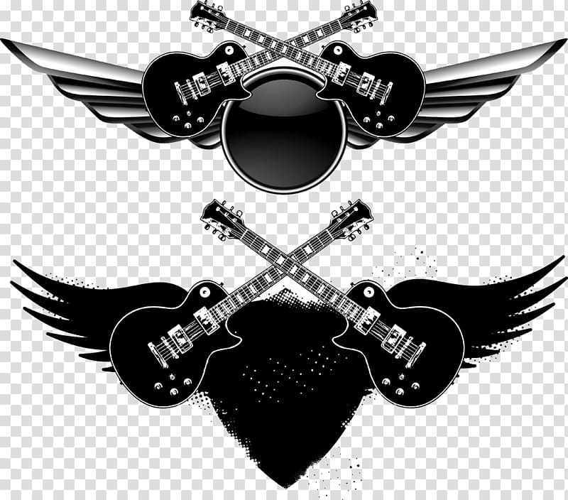 two guitars wings, Electric guitar Musical instrument, Black guitar transparent background PNG clipart