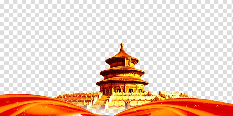 Temple of Heaven Summer Palace Forbidden City Yonghe Temple, Creative golden frame material Temple of atmospheric elements transparent background PNG clipart