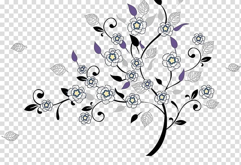 Shih Tzu Flower Art Drawing, Line blooms transparent background PNG clipart