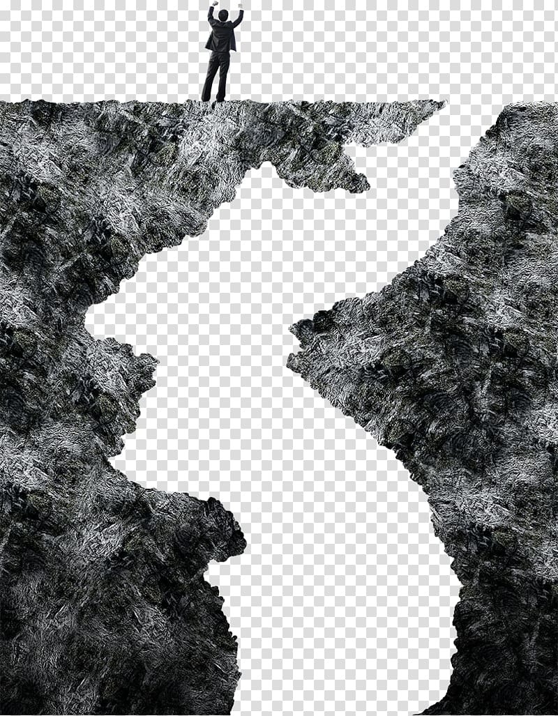 Business man standing on a cliff transparent background PNG clipart